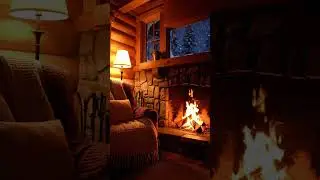Cozy Winter Cabin Living Room ❄️🔥 | Fireplace & Snowfall Ambience