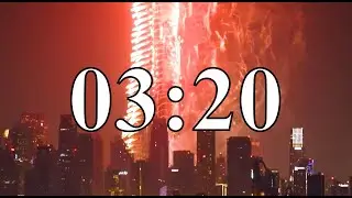 3 Minute 20 Second Countdown Timer &ndash; Dubai Fireworks Night &ndash; Silent | UAE Skyline View