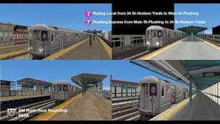 OpenBVE NYC Subway IRT Operation: R62A (7) Train Roundtrip (AM Rush Hour)