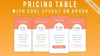 Pricing Table Design For Website With Amazing Hover Effect Using Simple HTML & CSS