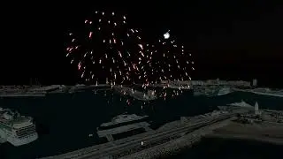 Recreación en 3D de los fuegos artificiales del inicio de la Feria de Málaga