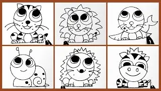 How To Draw Animal Clipart Made From a Basic Circle- Creative Easy & Fun Drawing Tricks -01