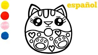 Cómo dibujar y colorear un donut de gatito para niños