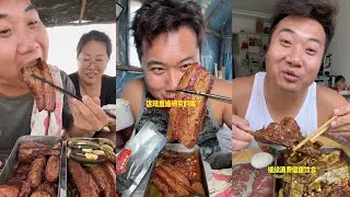 Family MUKBANG Noodles 🍜 Food Pork Meat 🍖🥓 Beef 🍖 Chinese food#eat #spicyfood #delicious