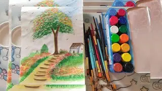 😱🤯 Village Scenery Drawing Part 2 | 😱Sunset scenery drawing||