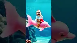 Baby enjoy fish riding in water#aivideo #cute #aishorts #funny #cutebaby #canada #usa
