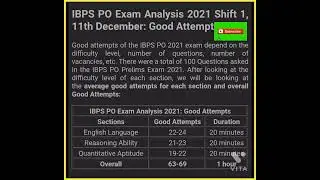 Ibps po prelims exam analysis 2021| Ibps Po Today's Exam Analysis Shift-1 Share Your Attempt In Box👇