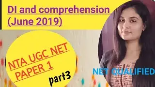 NTA  UGC NET PAPER 1 | JUNE 2019 PART3  DI AND COMPREHENSION | SEEMA DESWAL