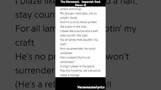 The Movement Inspectah Deck [Verse 3] #hiphop #rap #lyrics #verse #inspectahdeck