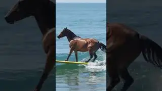 🏄&zwj;♀️Horse Riding the Waves Like aPro!#horse