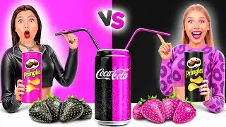 Barbie vs Bratz Desafío de Comida Rosa vs Negra | Momentos Divertidos