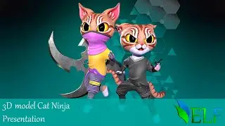 Cat Ninja 004 Presentation #animal #3D #Cartoon #lowpoly #Character #cat #casual #rigg #furry #cute