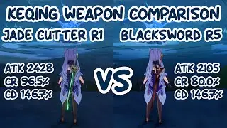 Keqing C2 Weapon Comparison : Primordial Jade Cutter R1 vs The Blacksword R5 - (Genshin Impact) 2.6