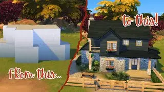 SOUP SHELL // Turning a box into a farmhouse | Sims 4 build challenge, speedbuild, NO CC, cozy game