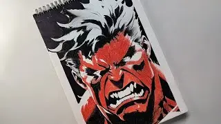 Red Hulk Drawing Time Lapse | Marvel Character Art