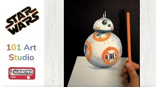 How to draw BB8 3D trick art drawing| Star Wars| Step by Step Tutorial l Art is Fun| prismacolor