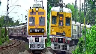 TWO EMU LOCAL TRAIN CURVY ENTRY IN A SHARP CURVE || INDIAN RAILWAY