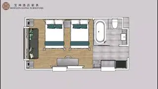 2021 Hotel Bedroom Furniture Set Made by Sketchup