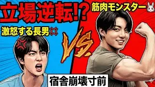 BTS宿舎が大混乱！？ジン＆グクがまた大暴れ？