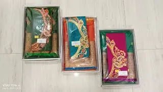 Satin Silk Saree🥻 With Aari Work Blouse| Heavy Embroidered Blouse| Golden Thread & Stone Work 🥰|