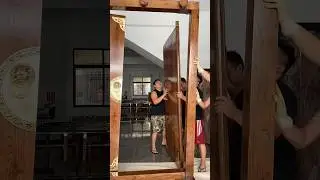 How Would You Rate This Antique Courtyard Gate? 🌿 Old Elm Rustic Charm #woodworkgermany #viralvideo