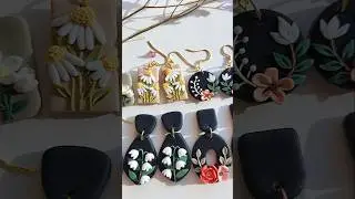 Collection of flower polymer clay earrings #polymerclayearrings #flowers #peony #handmadejewelry