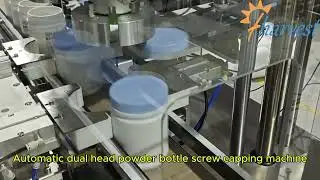 #Automatic dual head powder bottle screw capping machine, #Plastic jar gripping capper equipment