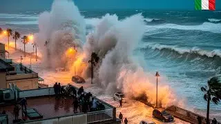 Italy in Chaos! Powerful Cyclone Slams Sicily and Calabria with Giant Waves