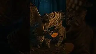 Mother Cat Saves Kittens from Owl
