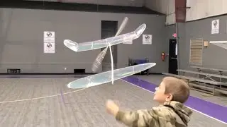 Caleb Finn's record setting F1D indoor rubber powered airplane