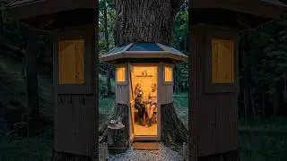 Girls build a giant treehouse 🌲 #bushcraft #survival #timelapse #satisfying #diy