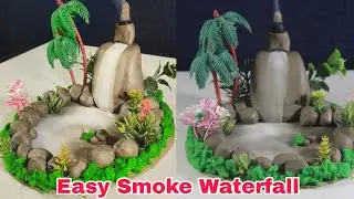 Mini Waterfall from Smoke and clay. Showpiece for home decoration.