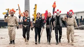 LTT Films : Special Security Silver Flash Nerf Guns Fight Rocket Mask Brick Factory Rescue Swat Girl