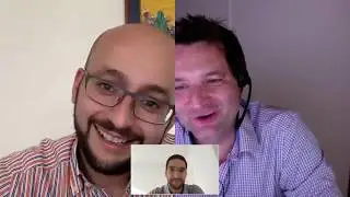 Soenke Bartling discussing with George and Magomed blockchain experiment