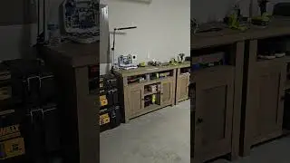 My Handyman corner with cheap tv stands as storage and workbench #handyman #storage #workbench