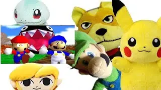 super mario 64 bloopers: Who let the chomp out? Luigi And Pikachu Reaction(Link Squirtle Starfox)