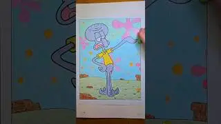 Coloring with crayons. 🖍 #kids #coloringpages #coloring #crayons #squidward #hobby #spongebob