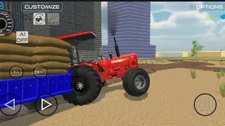 Indian vehicles simulator 3d || Mahindra Tractor Pulling loaded trolley