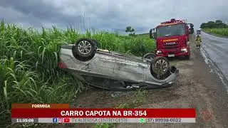 Carro capota na BR 354
