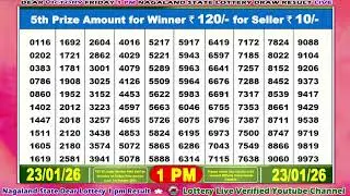 [LIVE] Lottery 1:00 PM Dear Nagaland state lottery live draw result 23.01.2026 | Lottery live