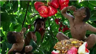 PRIMITIVE - MAKAN RUJAK JAMBU AIR SAMBAL PEDAS DI HUTAN - RESEP RUJAK JAMBU AIR PRIMITIVE INDONESIA
