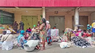 WALK IN LOCAL MARKET IN GHANA ACCRA, AFRICA