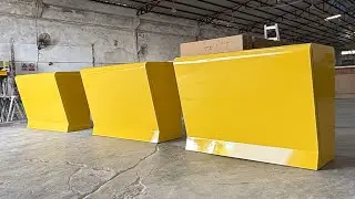 Glossy Yellow Color Airport Help Center Reception Desk Lacquer Board Gate Check-in Counter