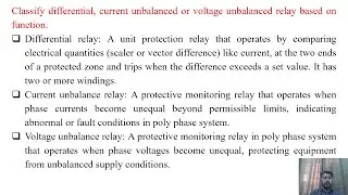 SGP Video short on Classify differential, current unbalanced or voltage unbalanced relay in English