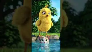 The Brave Chick Saves the Kitten #shorts #animatedshorts #chicks #cuteanimals