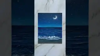 crescent moon seascape 🌙💙🌊✨ #art #painting #seascape #shorts #artshorts