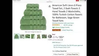 Chyyrp Deals - 2  Bath  Towels,  2  Hand  Towels,  2  Washcloths,  Sage  Green $35.99 Amazon 2/17/23