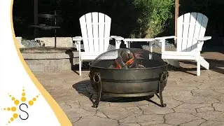 Sunnydaze Large Cauldron Outdoor Fire Pit with Spark Screen - NB-CF34