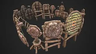 Medieval Shooting Range Target Dartboard. Environment. 3D Model Pack