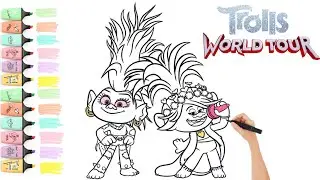 Coloring Trolls World Tour Barb and Poppy Coloring Page #coloring #enjoykids #art